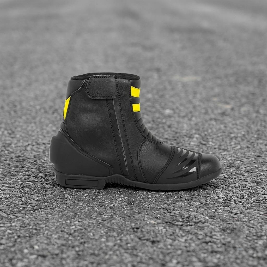 Men's Motorcycle Short Racing Leather Boots – Protective Sport Riding Ankle Boots