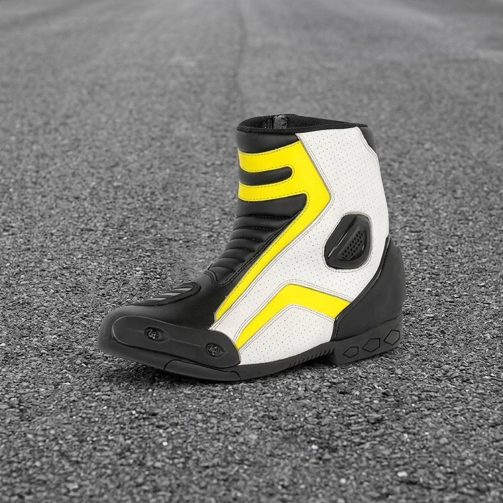 Men's Motorcycle Short Racing Leather Boots – Protective Sport Riding Ankle Boots