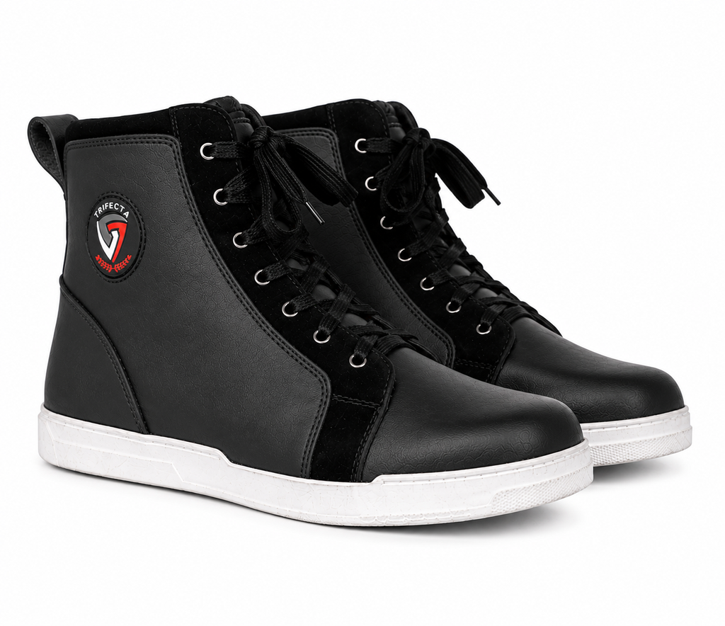 Trifecta Black Motorcycle Shoes | Casual Protective Riding Sneakers for Men's