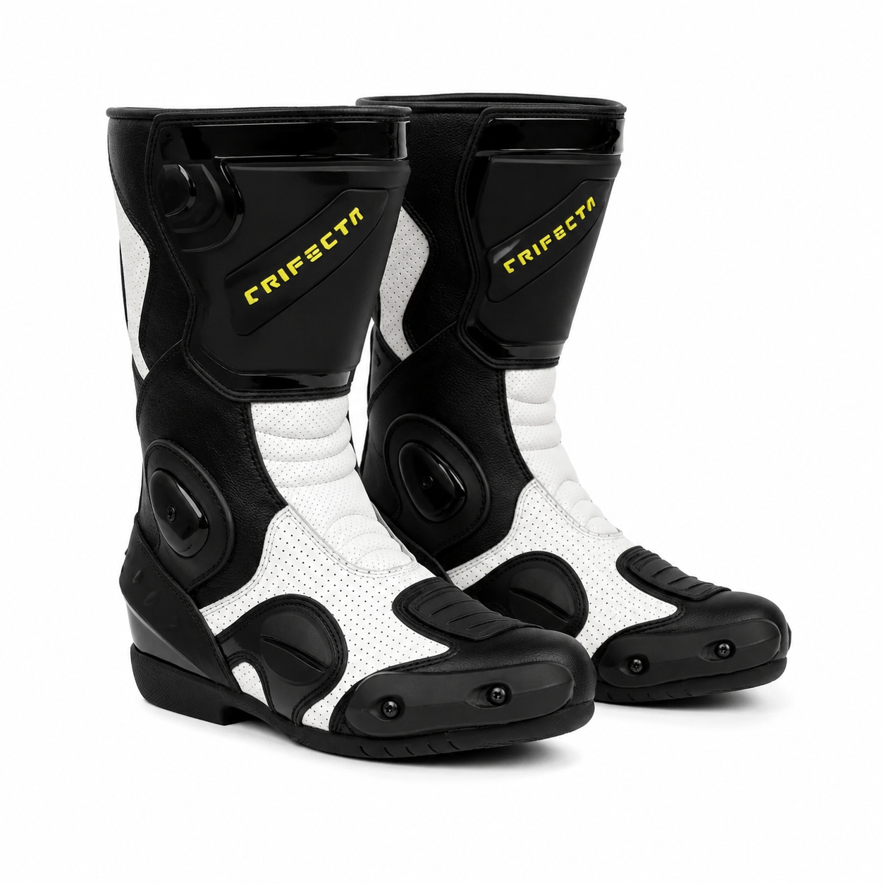 TRIFECTA Motorcycle Racing Boots – Genuine Leather Sport Riding Boots