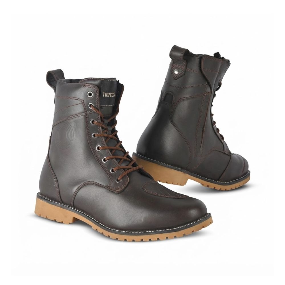 Men’s Brown Casual Motorcycle Shoes - Urban Leather Riding Boots for Everyday City Riding and Street Style