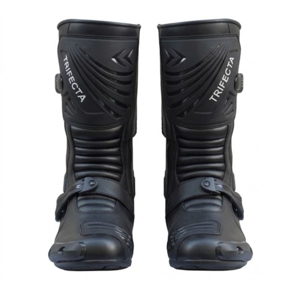 Men’s Black Motorcycle Riding Boots - Protective Racing Boots with Adjustable Buckles & Adv Boots for Motorbike Riders