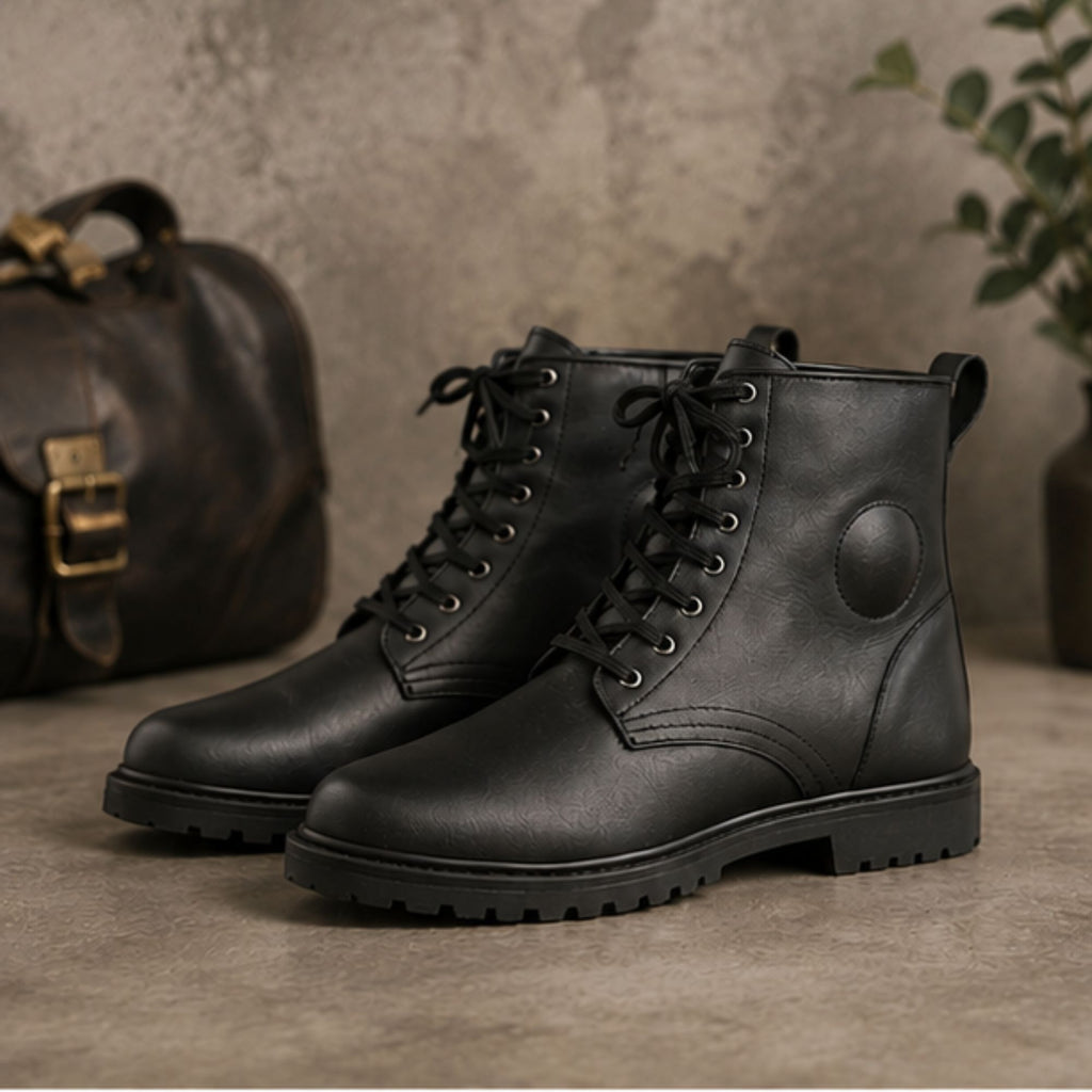 Trifecta Casual Motorcycle Shoes|Black High-Top Riding Sneakers for Men
