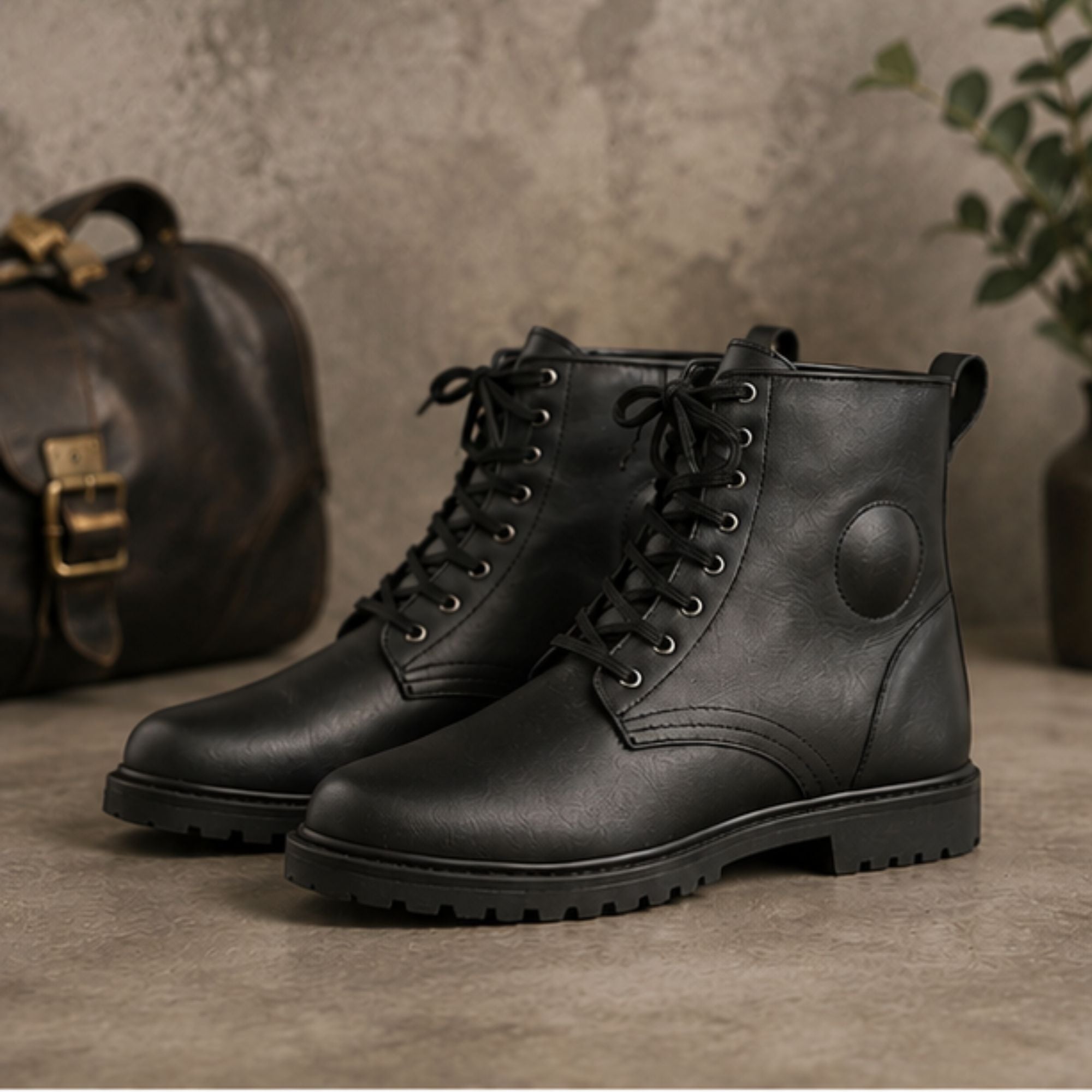 Trifecta Casual Motorcycle Shoes|Black High-Top Riding Sneakers for Men