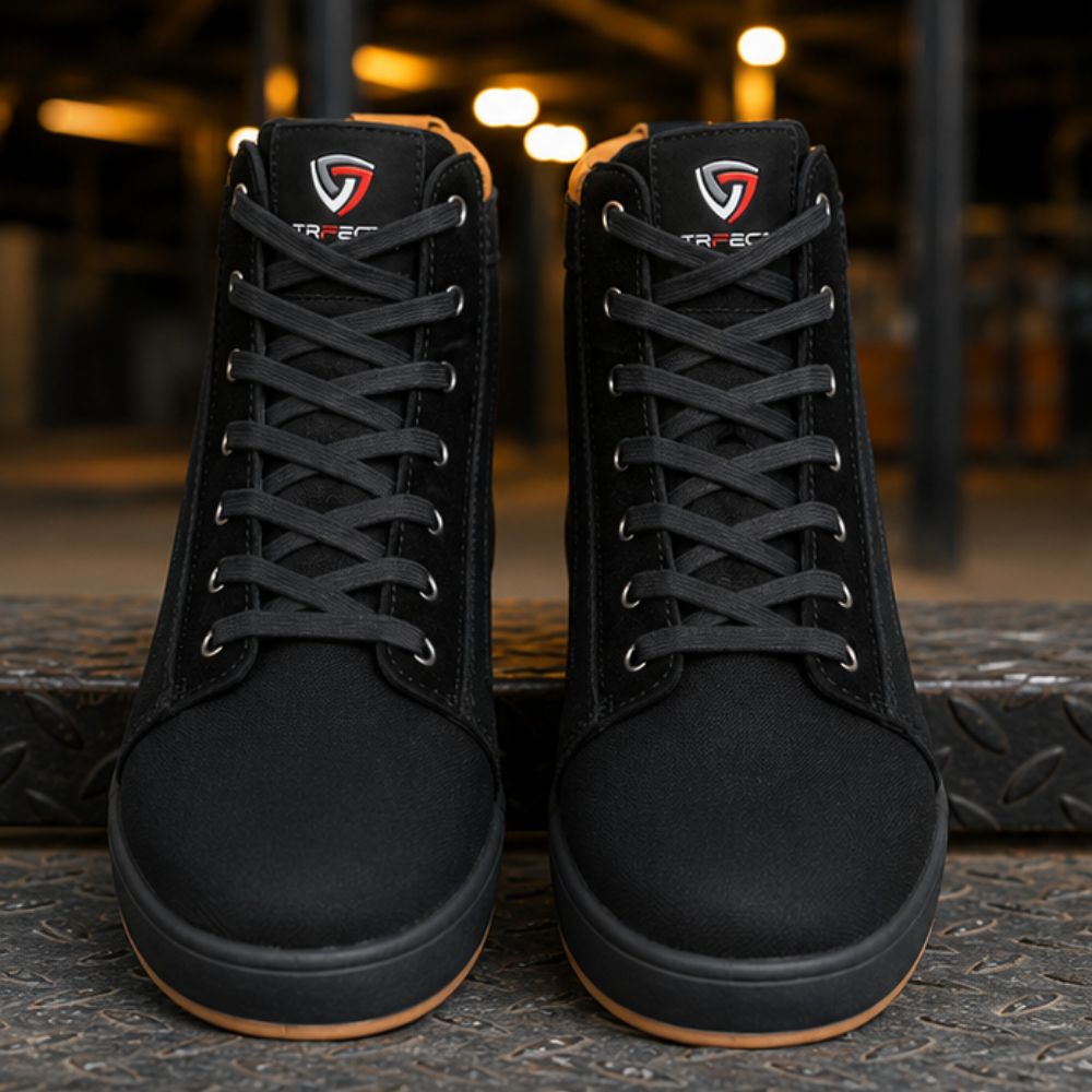 Men’s Black Motorcycle Sneakers – Lace-Up Riding Shoes for Street Riding