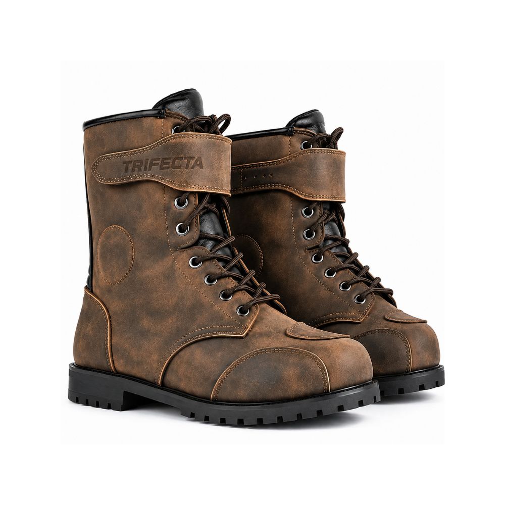 Men’s Brown Vintage Motorcycle Boots – CE Approved Waterproof Riding & Biker Boots