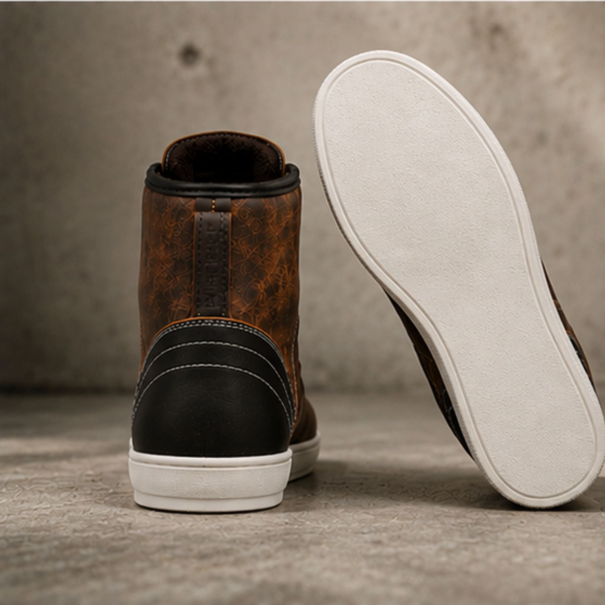 Trifecta Brown Motorcycle Riding Sneakers for Men's| High-Top Protective Boots
