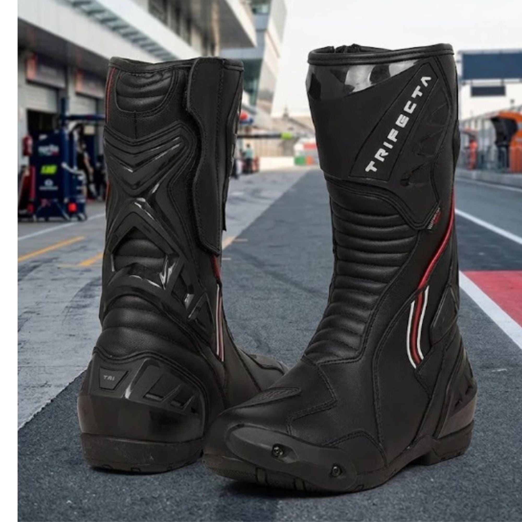TRIFECTA Motorcycle Racing Boots – Premium Leather MotoGP Riding Boots