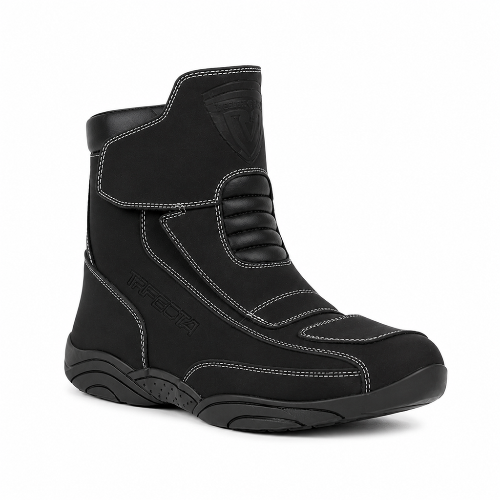 Trifecta Men's Black Motorcycle Shoes–Touring Footwear