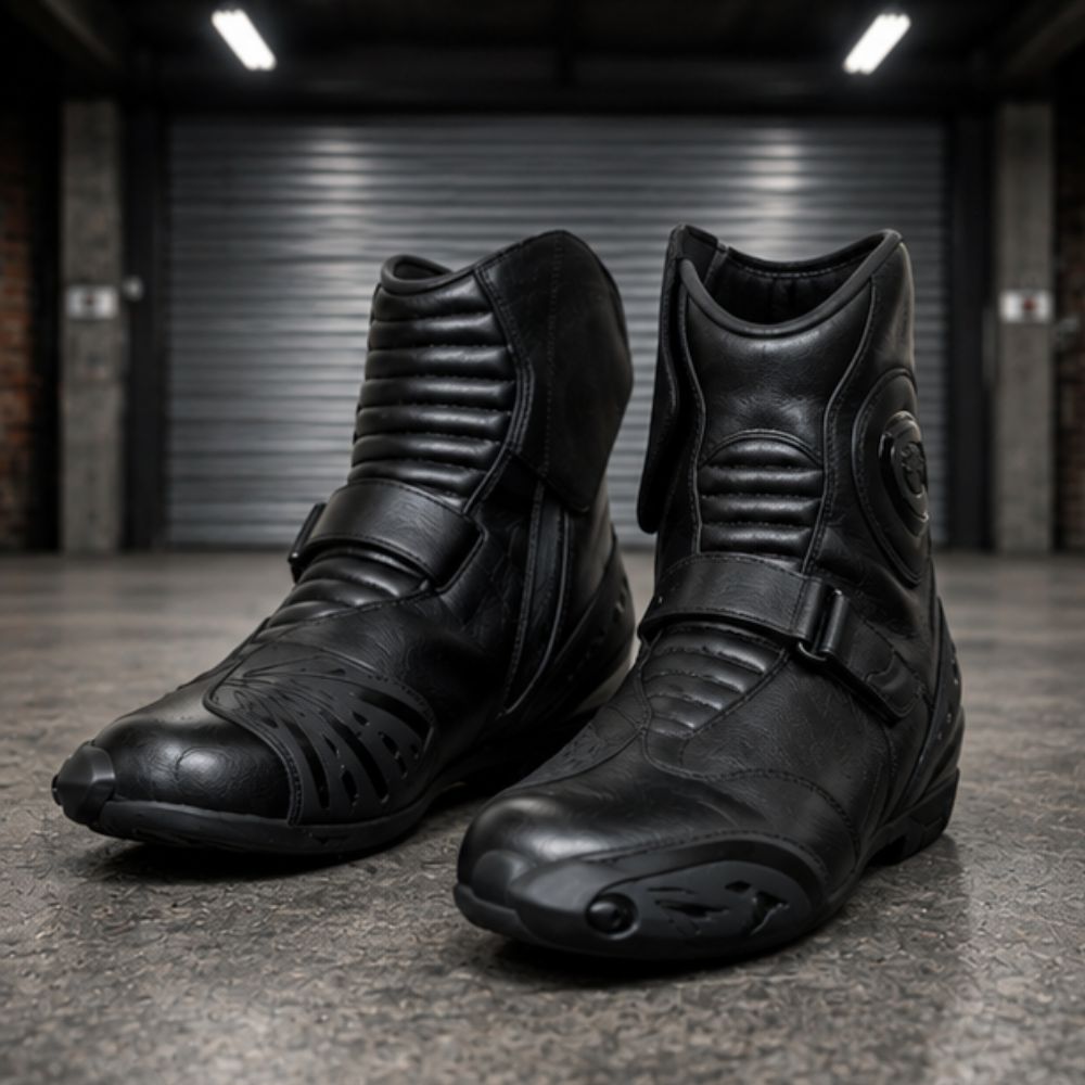 Men’s Black Motorcycle Riding Boots , Protective Sport Riding Boots for Street & Track