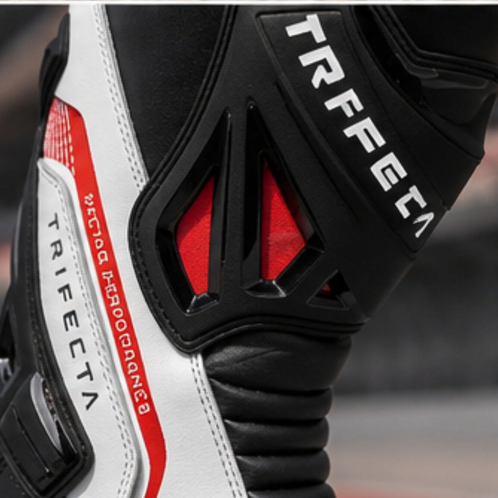TRIFECTA Men's Leather Motorcycle Racing Boots – CE Certified Sport Riding Boots