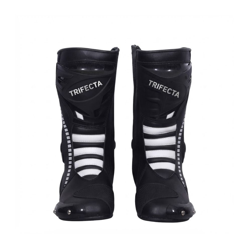 Black & White Motorcycle Racing Boots for Men – Protective Track & Sport Riding Boots