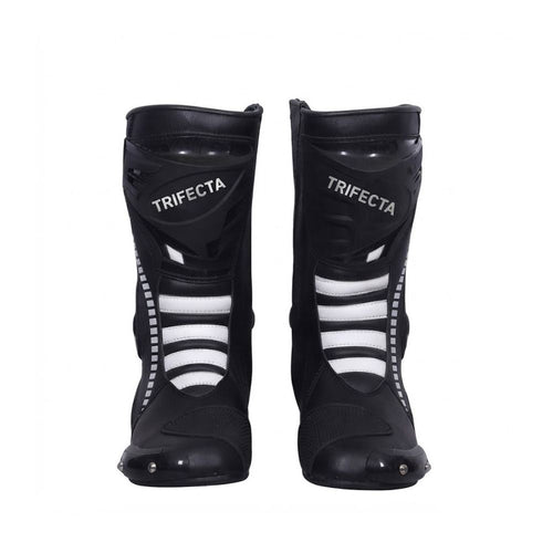Black & White Motorcycle Racing Boots for Men – Protective Track & Sport Riding Boots