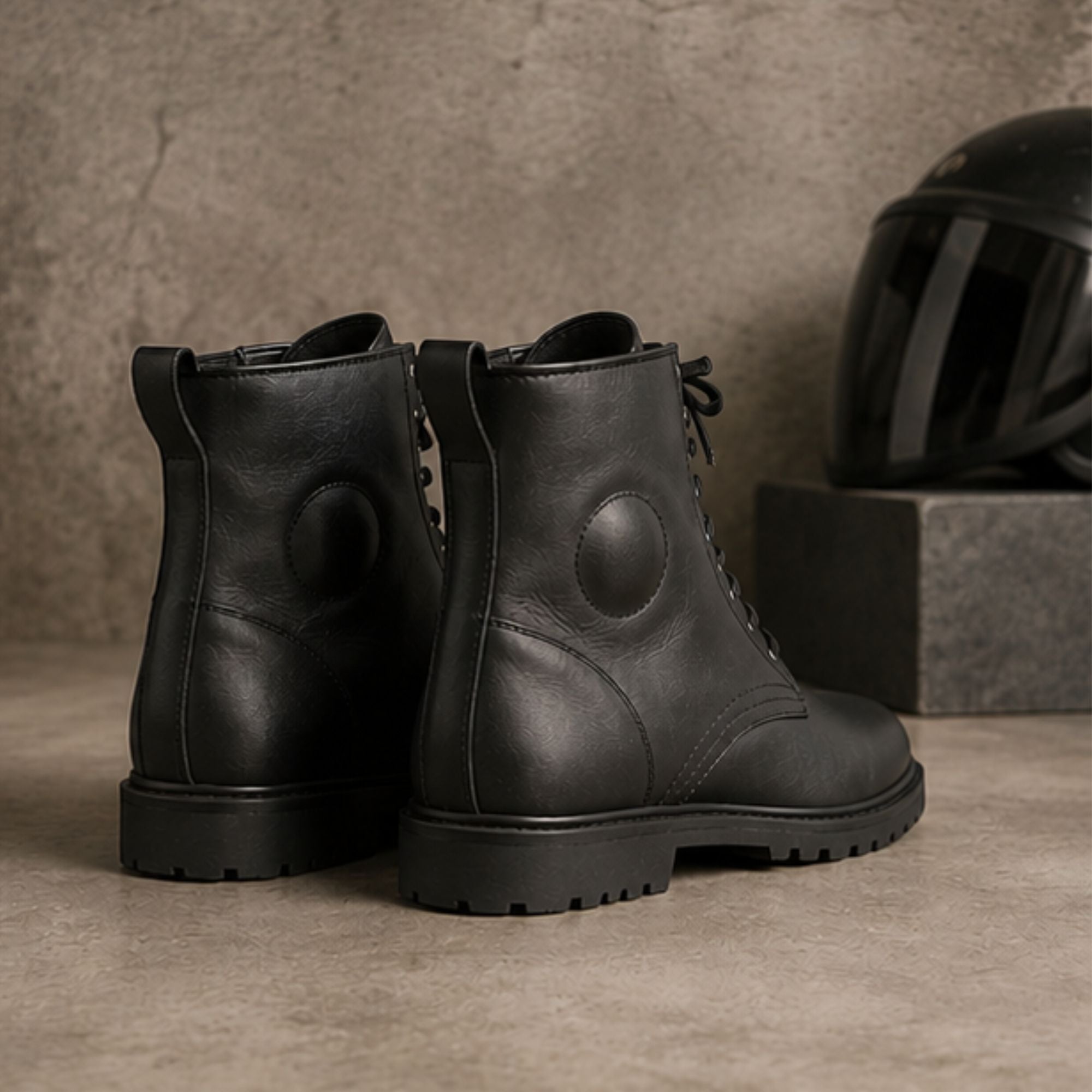 Trifecta Casual Motorcycle Shoes|Black High-Top Riding Sneakers for Men