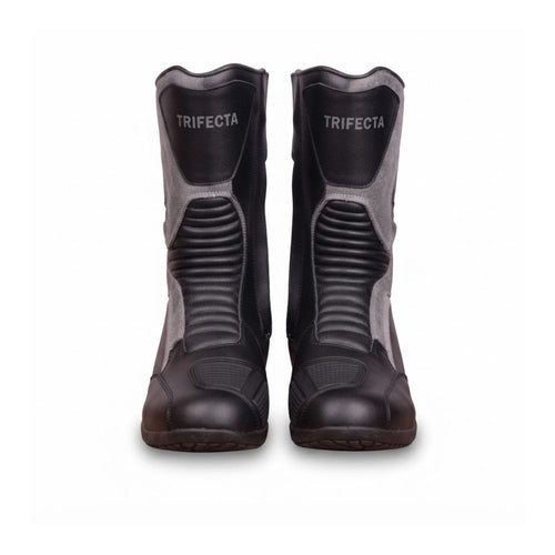 Black & Grey Men's Leather Adventure Motorcycle Boots - Durable Riding & Touring Boots