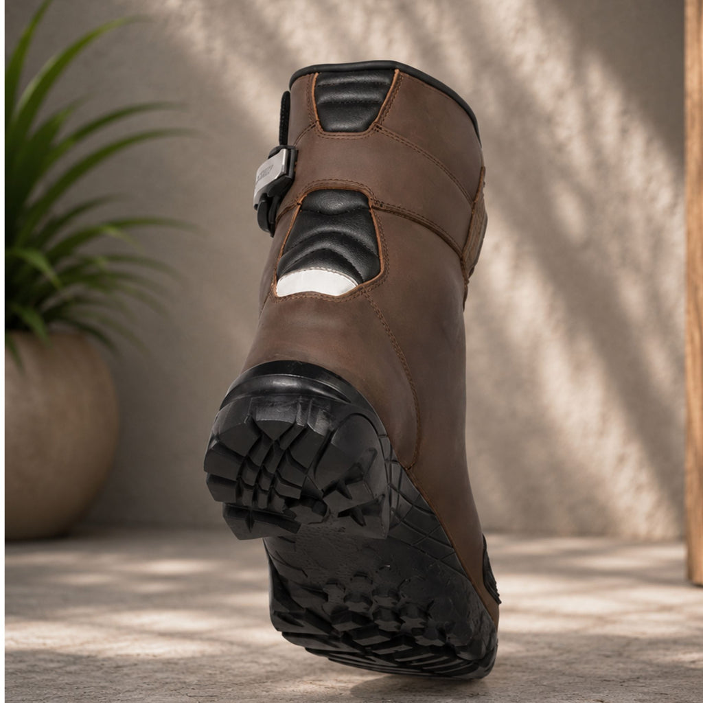 Trifecta Men's Premium Leather Adventure Riding Boots – CE Protective Motorcycle Boots