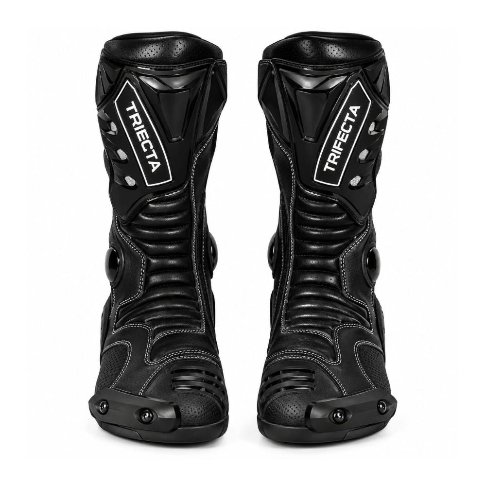 Men’s Black Motorcycle Racing Boots – Protective High-Top Riding Boots with Reinforced Ankle Support and Durable Grip Sole