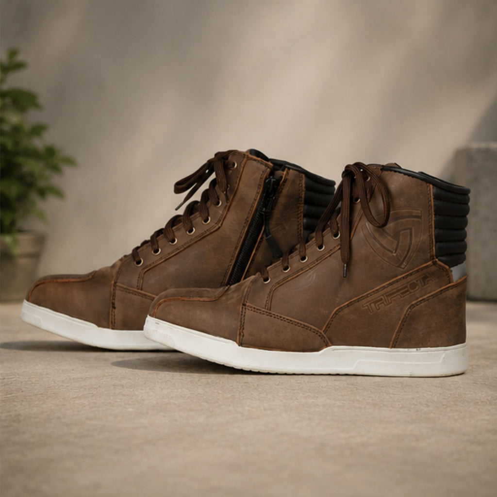 Trifecta casual motorcycle shoes| White High-Top Sneakers for Men's