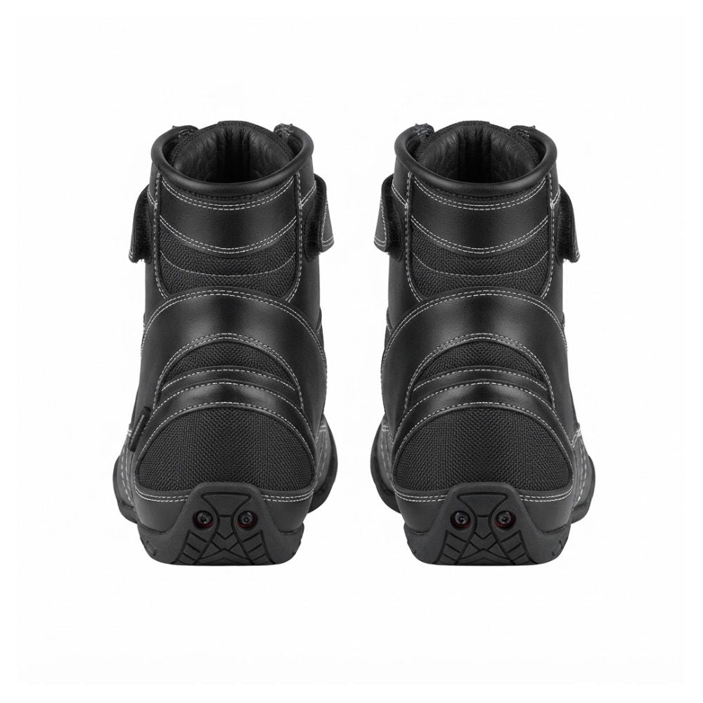 Men’s Motorcycle Riding Boots – Durable Black Ankle Boots with Protective Panels & Adjustable strap