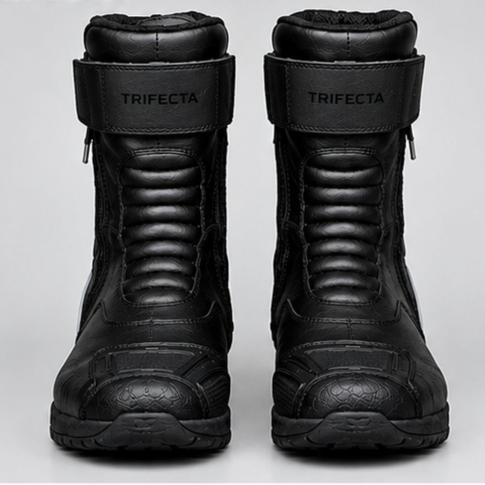 Men’s Black Motorcycle Boots - Waterproof Protective Racing & Touring Riding Boots for Motorbike Riders