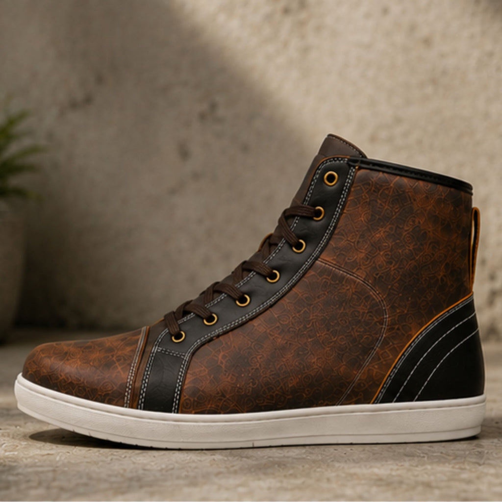 Trifecta Brown Motorcycle Riding Sneakers for Men's| High-Top Protective Boots