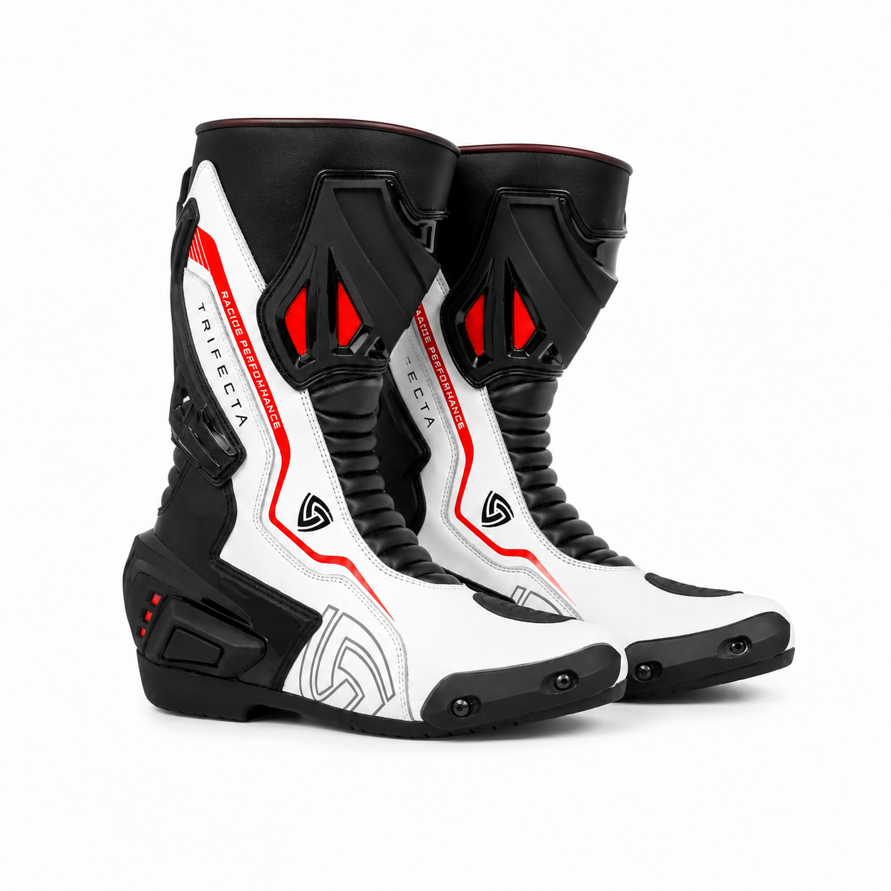 TRIFECTA Men's Leather Motorcycle Racing Boots – CE Certified Sport Riding Boots
