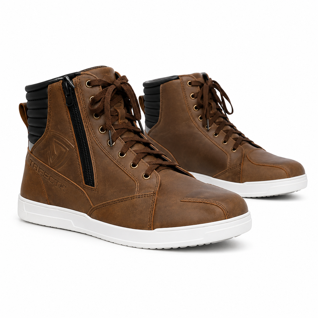 Trifecta casual motorcycle shoes| White High-Top Sneakers for Men's