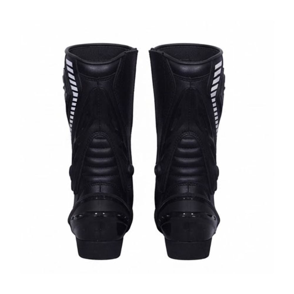 Black & White Motorcycle Racing Boots for Men – Protective Track & Sport Riding Boots