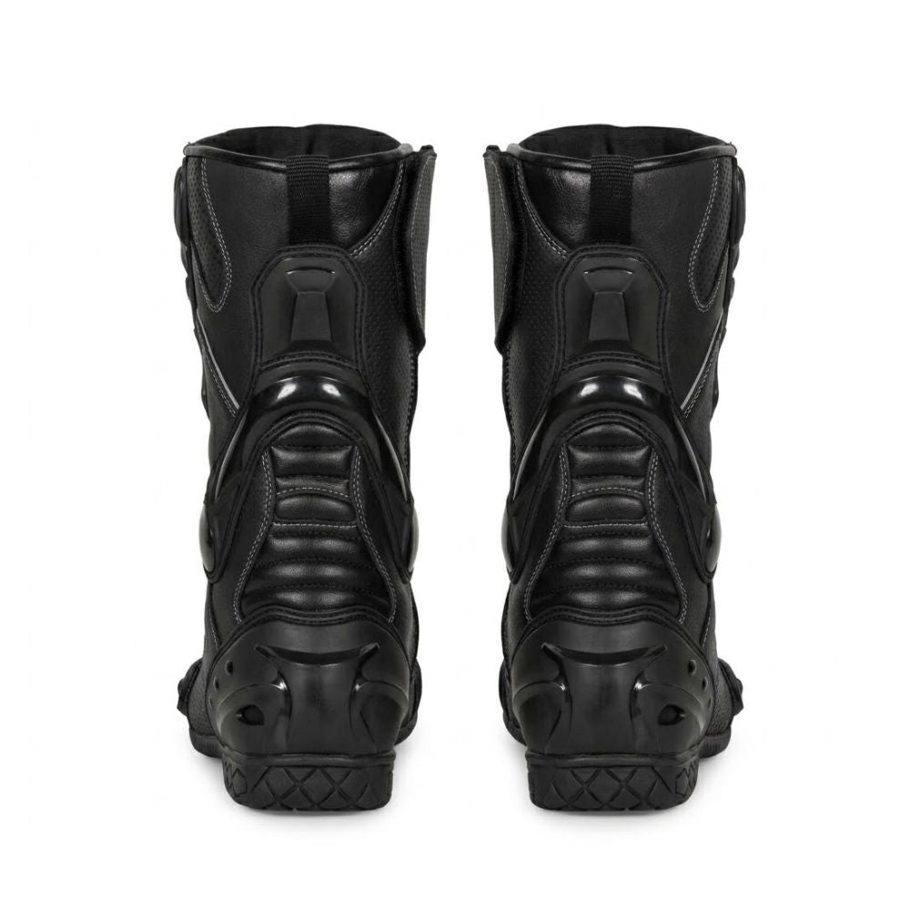 Men’s Black Motorcycle Racing Boots – Protective High-Top Riding Boots with Reinforced Ankle Support and Durable Grip Sole