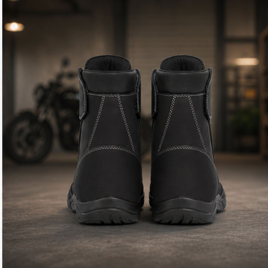 Trifecta Men's Black Motorcycle Shoes–Touring Footwear