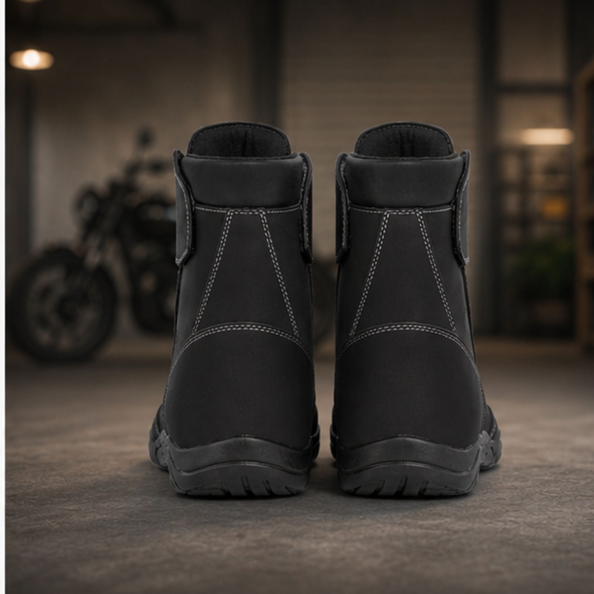Trifecta Men's Black Motorcycle Shoes–Touring Footwear