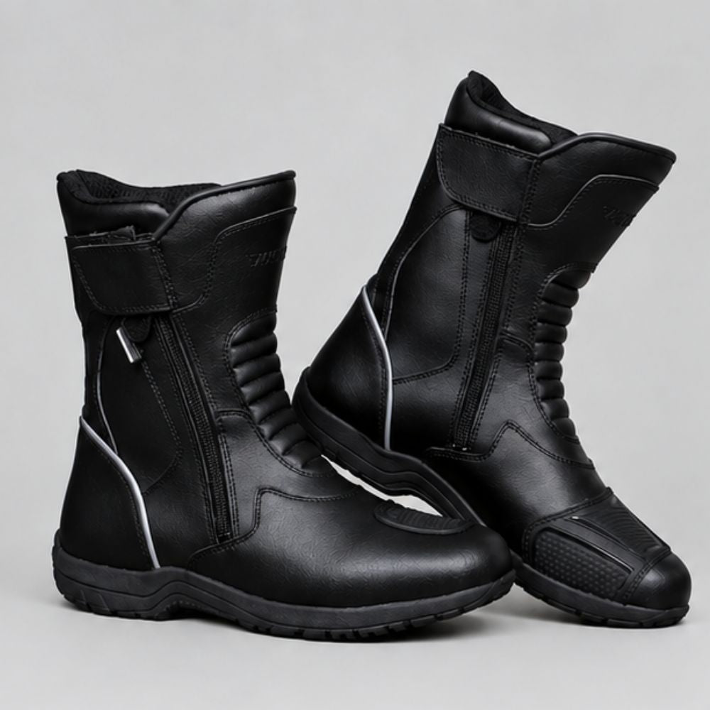Men’s Black Motorcycle Boots - Waterproof Protective Racing & Touring Riding Boots for Motorbike Riders