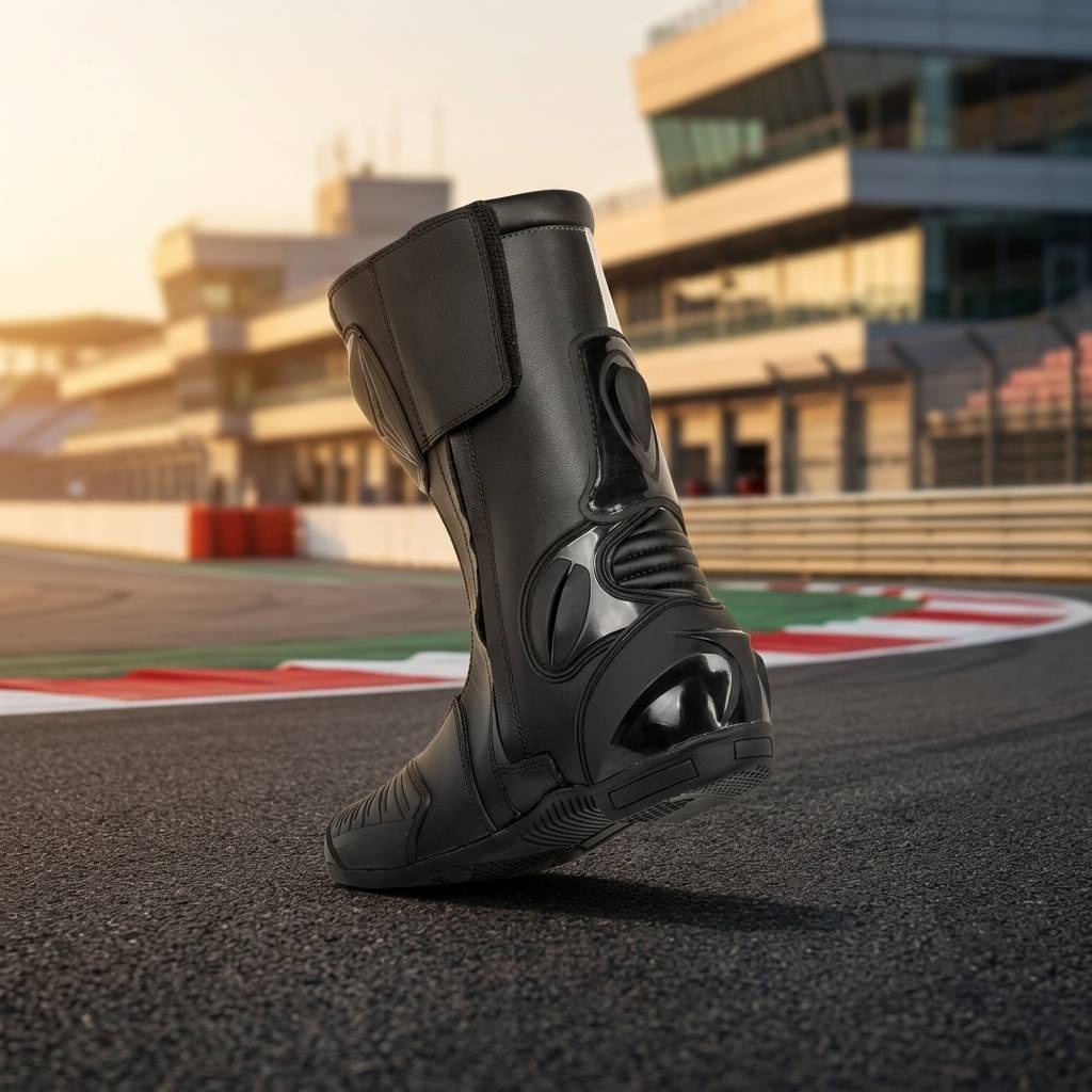 Men's Leather Motorcycle Racing Boots | Protective Biker Riding Boots for Touring & Street Riding