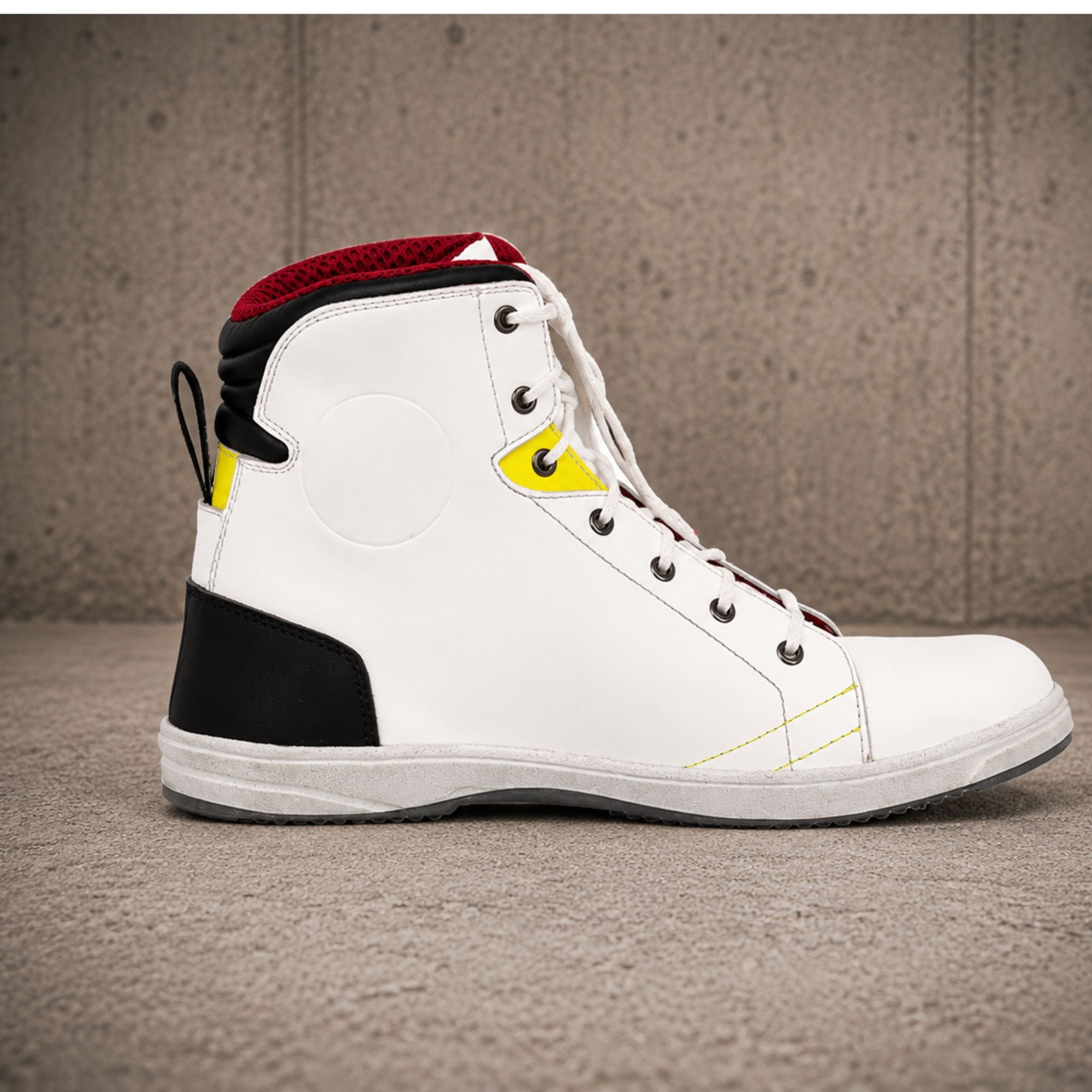 Trifecta Sneakers on Motorcycle|White High-Top Riding Shoes for Men's