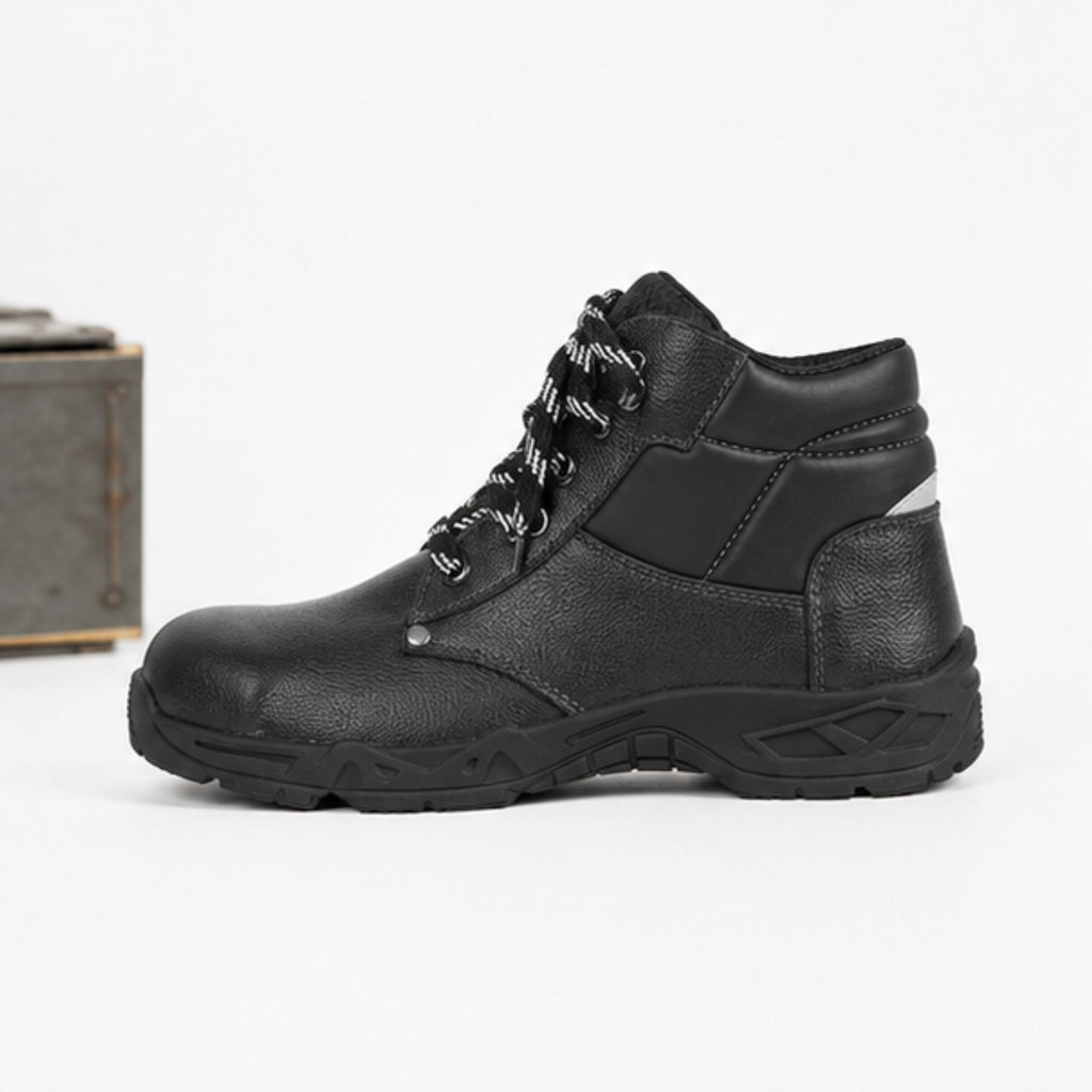 Trifecta Men's Leather Safety Work Boots | High-Ankle Industrial Shoes