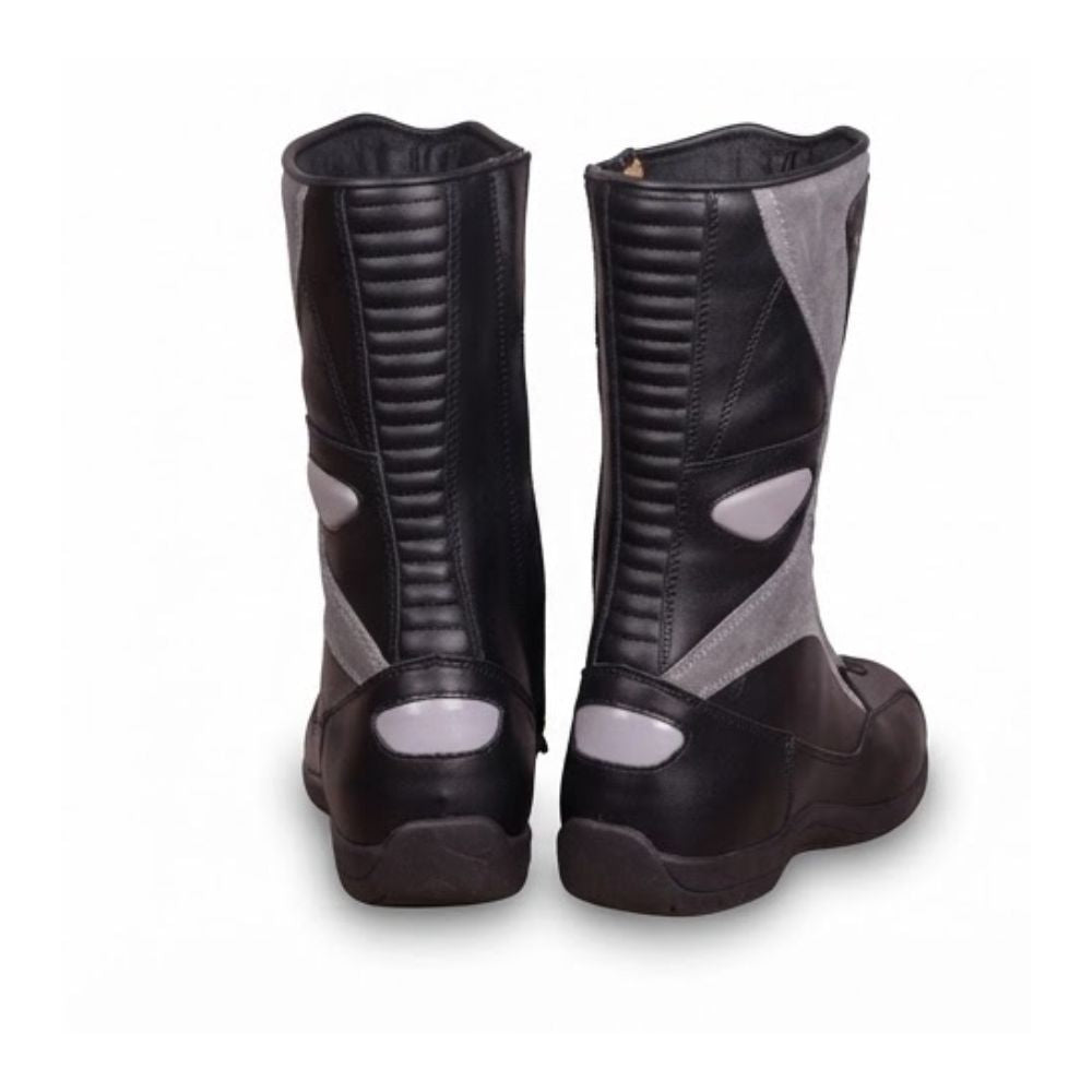 Black & Grey Men's Leather Adventure Motorcycle Boots - Durable Riding & Touring Boots