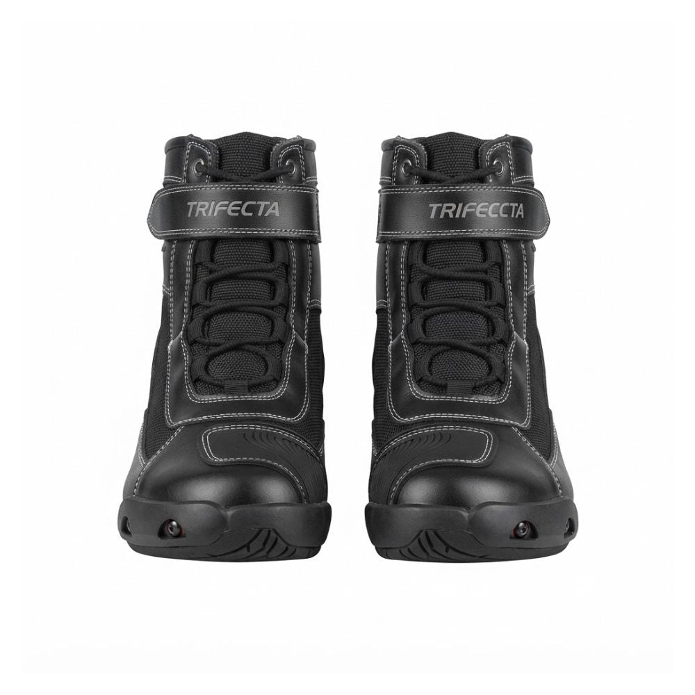 Men’s Motorcycle Riding Boots – Durable Black Ankle Boots with Protective Panels & Adjustable strap