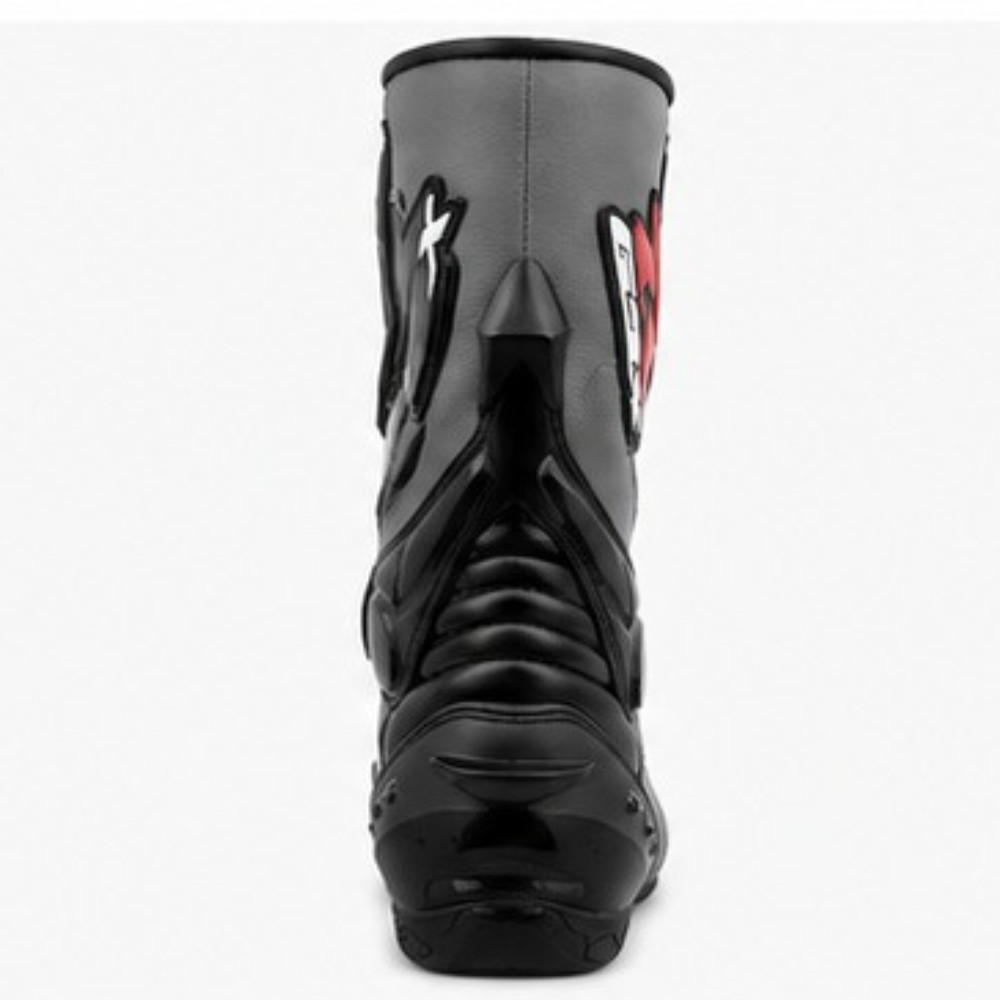 TRIFECTA Storm Racing Motorcycle Boots | Grey & Black Biker Boots for Men