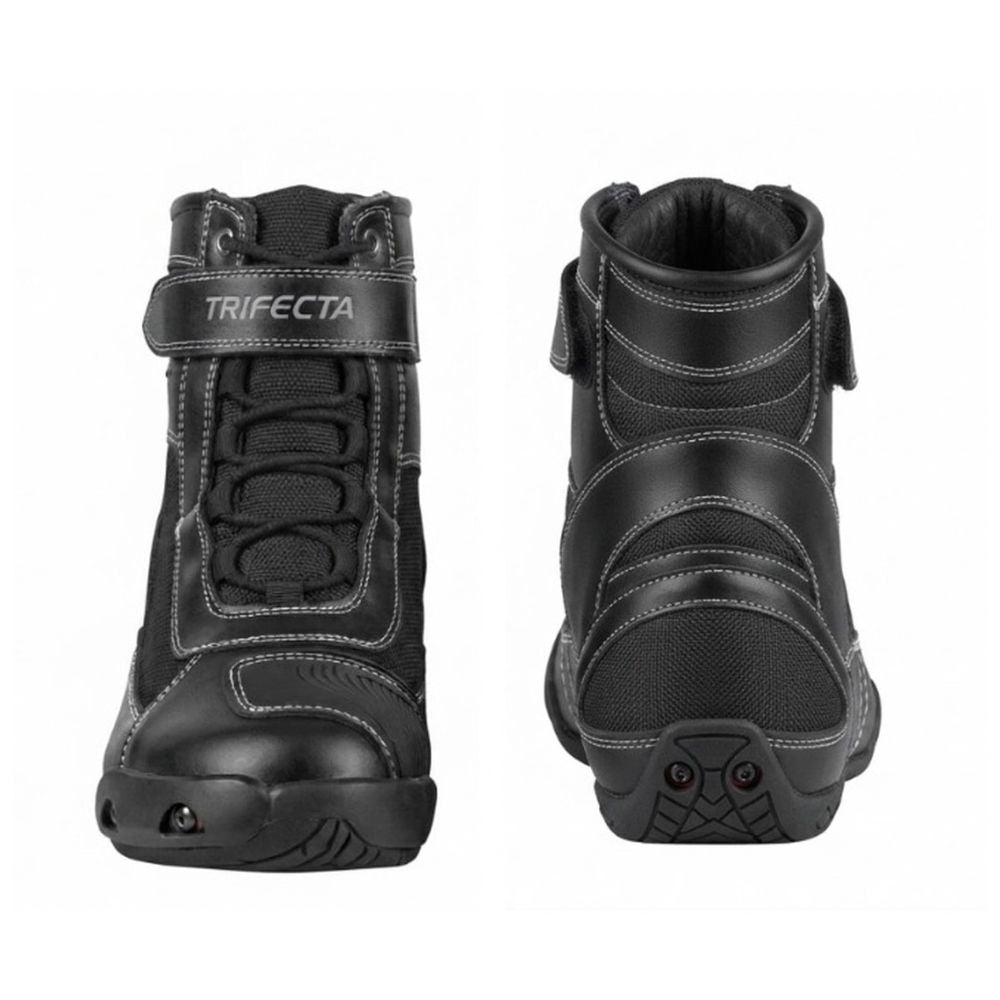 Men’s Motorcycle Riding Boots – Durable Black Ankle Boots with Protective Panels & Adjustable strap