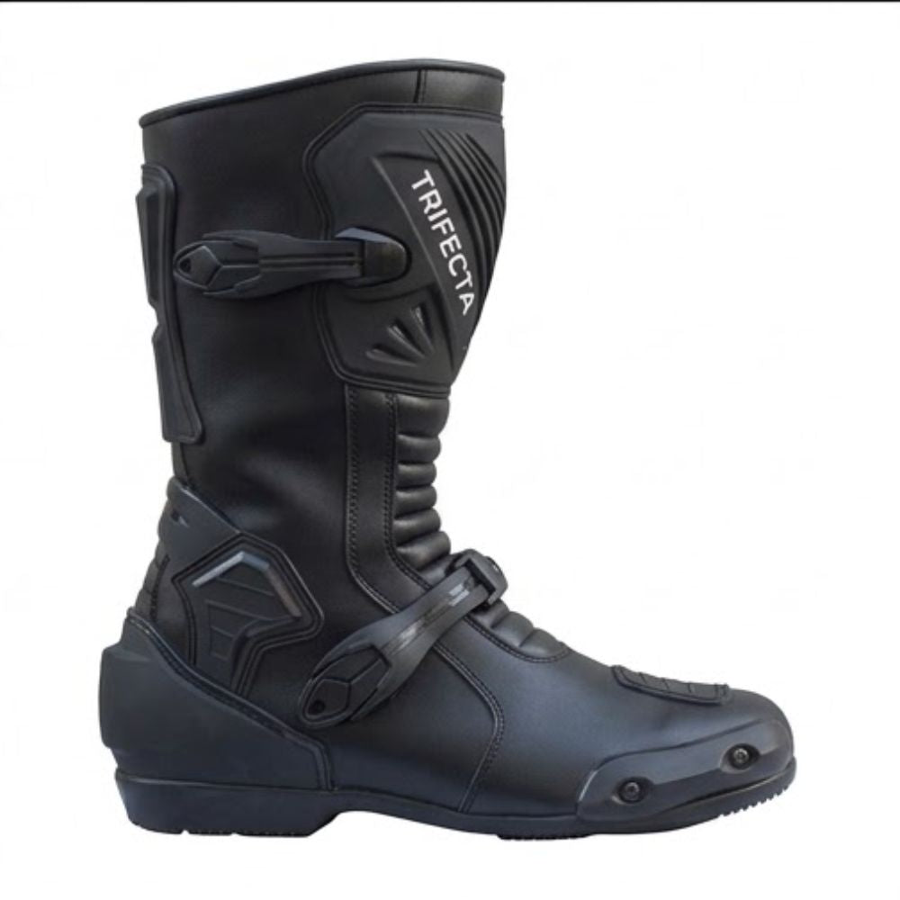 Men’s Black Motorcycle Riding Boots - Protective Racing Boots with Adjustable Buckles & Adv Boots for Motorbike Riders