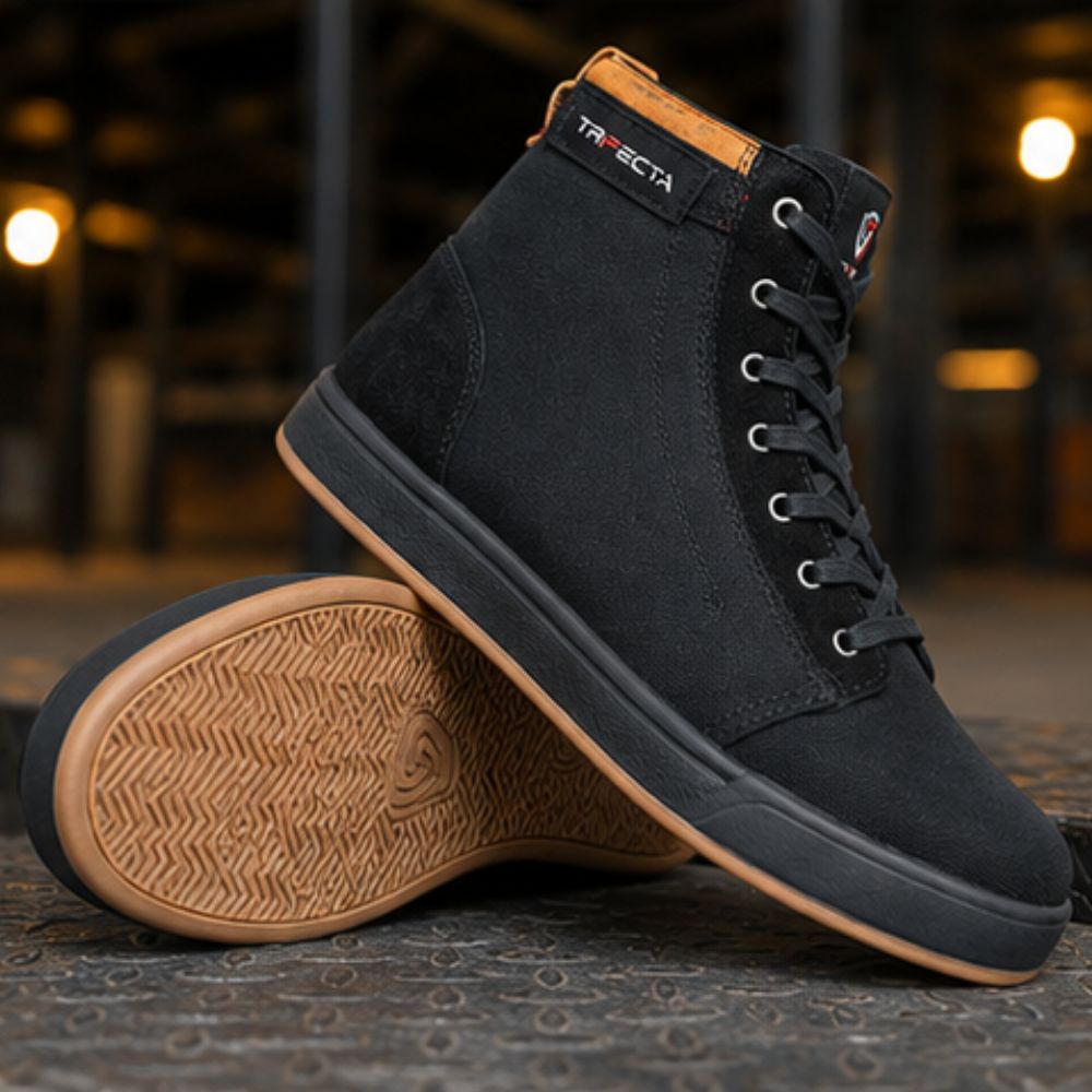 Men’s Black Motorcycle Sneakers – Lace-Up Riding Shoes for Street Riding