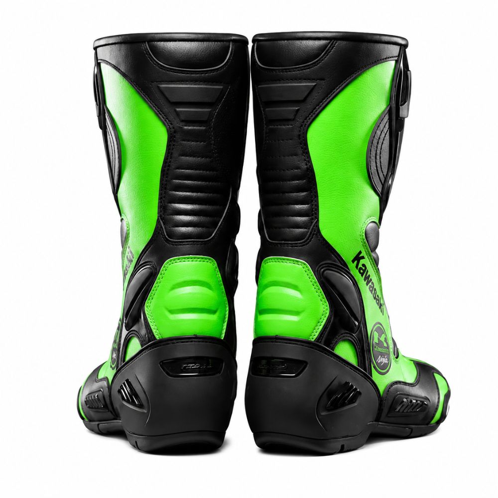 TRIFECTA Viper Racing Motorcycle Boots | Green & Black Biker Boots for Men | High-Visibility