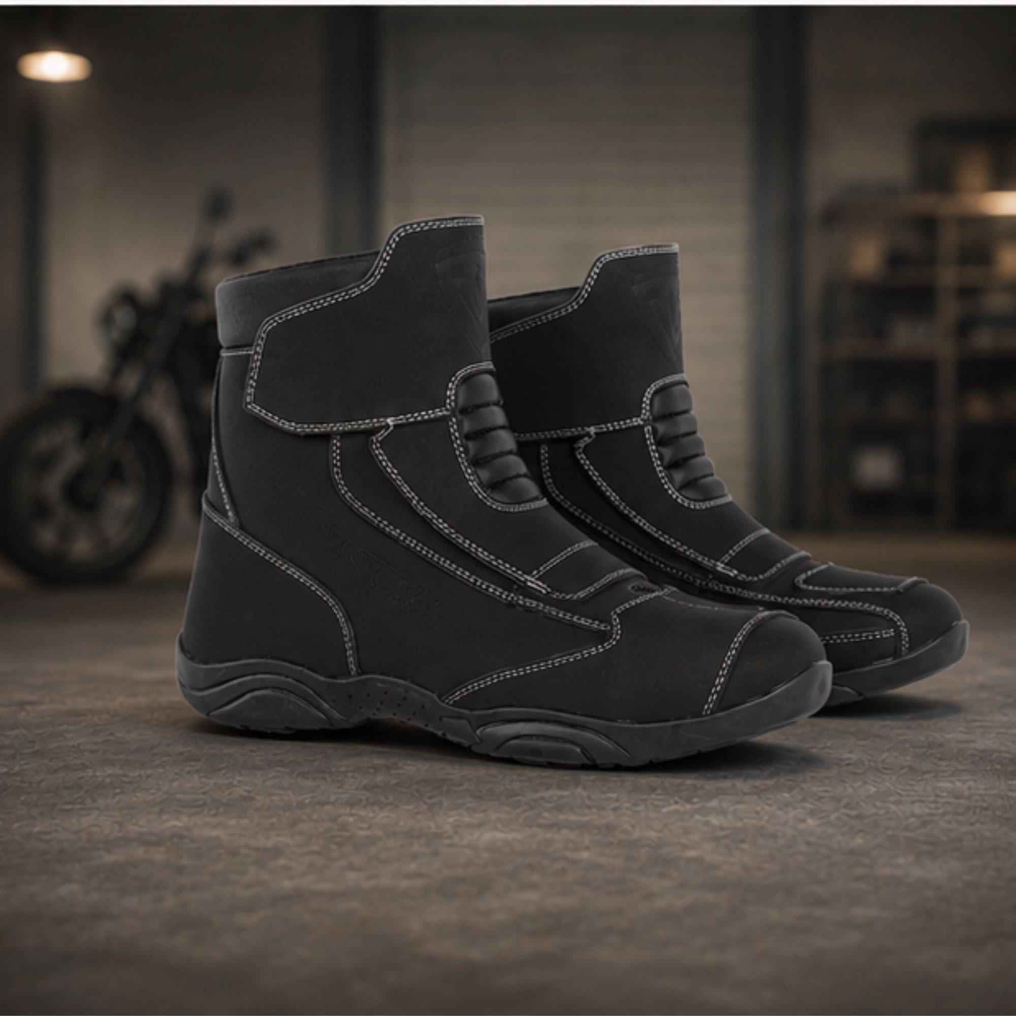 Trifecta Men's Black Motorcycle Shoes–Touring Footwear
