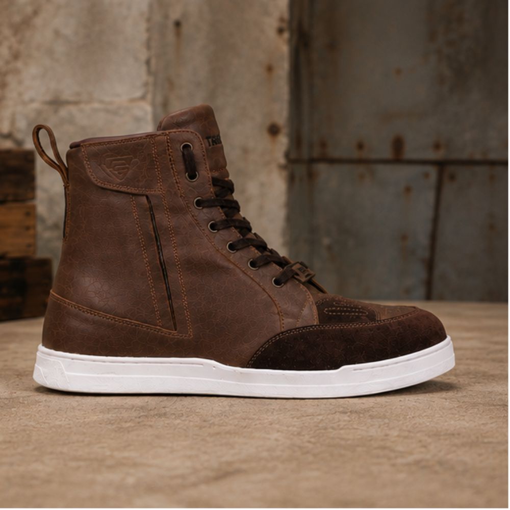 Men’s Brown Motorcycle Riding Shoes - High Top Leather Shoes for Road Riding & Everyday Wear
