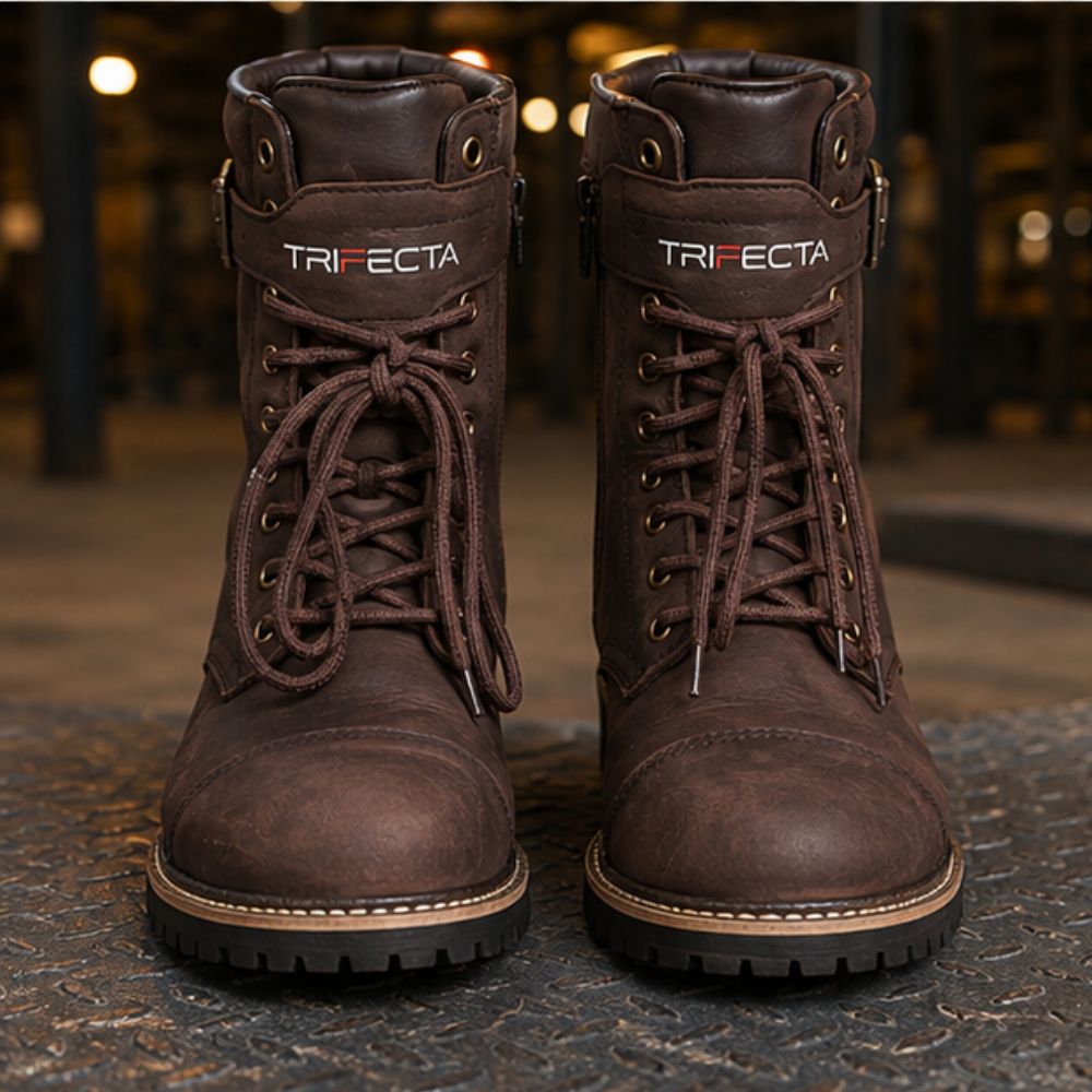 Men’s Leather Adventure Motorcycle Boots , Rugged Waterproof Touring & Long-Distance Riding Boots