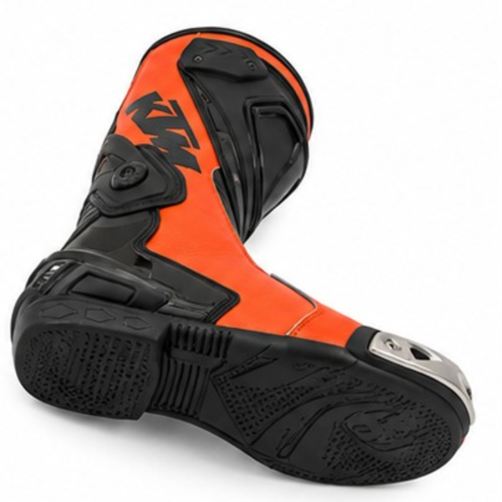 TRIFECTA Blaze Racing Motorcycle Boots | Orange & Black Biker Boots for Men | High-Visibility