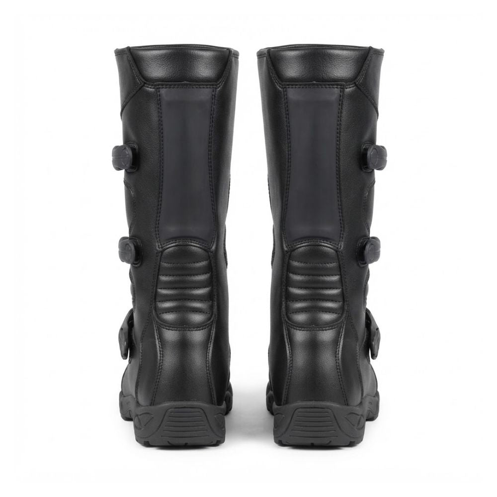 Men’s Black Off-Road Motorcycle Boots – Protective Riding Boots with Adjustable Buckle Straps