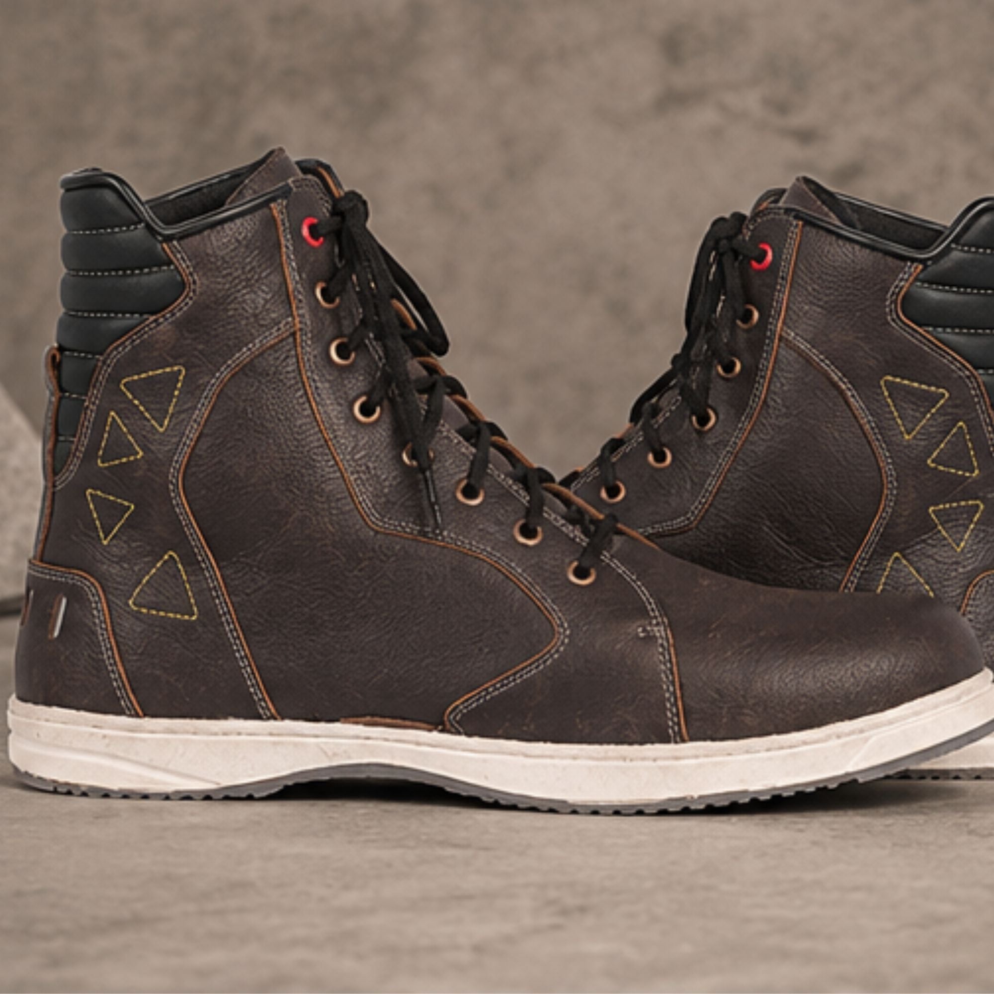 Trifecta Men's Urban Motorcycle Riding Sneakers – Brown Leather Protective Motorcycle Footwear