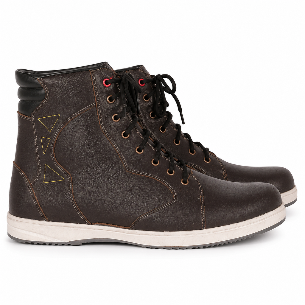 Trifecta Men's Urban Motorcycle Riding Sneakers – Brown Leather Protective Motorcycle Footwear