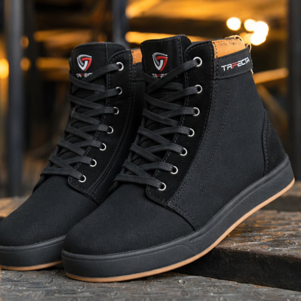 Men’s Black Motorcycle Sneakers – Lace-Up Riding Shoes for Street Riding